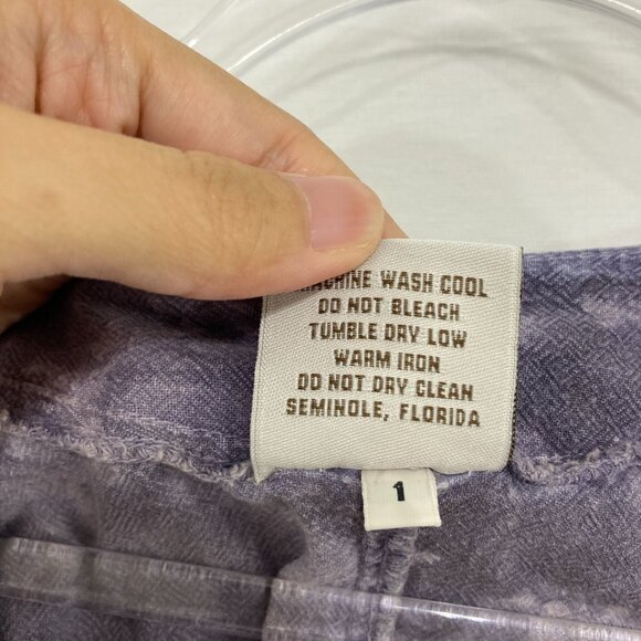 Cottonseed Casual Medium Gray Purple Tie Dye Fish Boho Gauzy Cotton Blouse - Picture 3 of 10